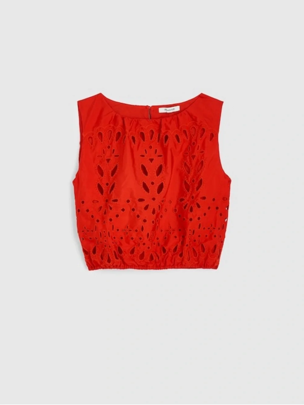 Madewell Embroidered Sleeveless Bubble Top Poplin Wild Poppy Size Small